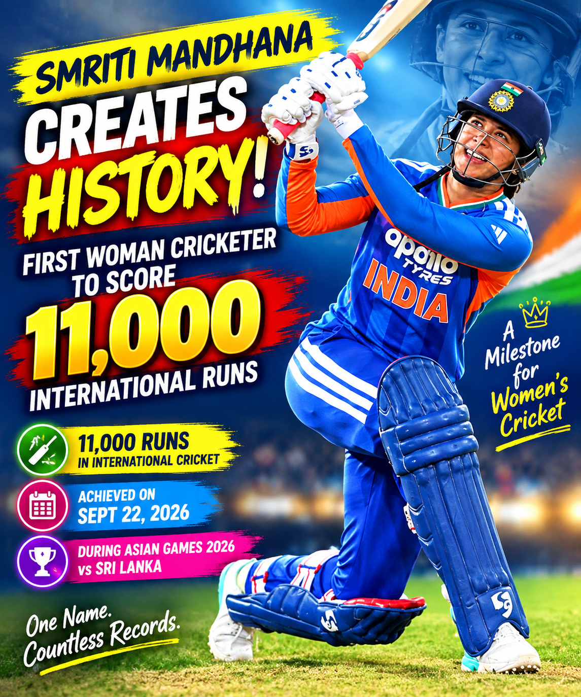Smriti Mandhana Creates History! Becomes First Woman Cricketer to Reach 11,000 International Runs 1 Smirti mandhana